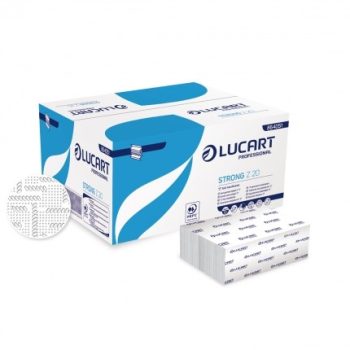   Lucart Strong Z20 SLIM Keskeny Hajtású Hajtogatott Kéztörlő, 2 Rétegű, Fehér, 20 Csomag / Karton
