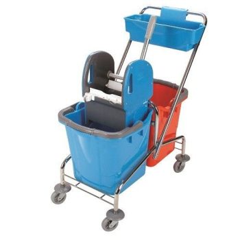   Kétvödrös krómvázas takarítókocsi 2x25l-es vödörrel, préssel (CK753)