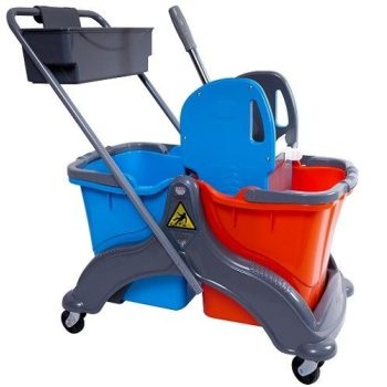   Kétvödrös műanyagvázas takarítókocsi 2x25l-es vödörrel, préssel (CK782T)