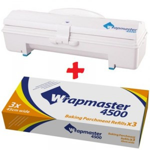 AKCIÓS Wrapmaster Szett "F"széria  sütőpapír 45cm széles 3*50m/tekercs + ajándék adagoló