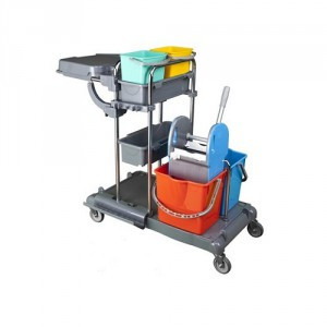 Takarítókocsi préssel, 2x18 + 2x5 literes vödörrel, eszköztartóval, zsáktartóval KA447FK