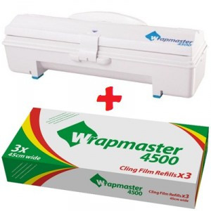 AKCIÓS Wrapmaster Szett "F"széria  PVC fólia 45cm széles 3*300m/tekercs + ajándék adagoló