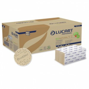 Lucart Econatural V2 havanna barna színű 2 rétegű hajtogatott kéztörlő papír 20*190 lap/karton 863044