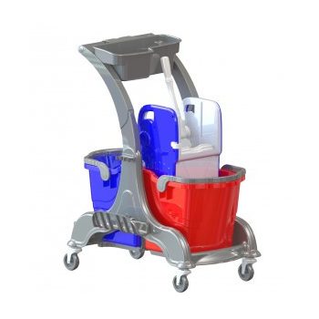   Takarítókocsi műa.vázzal 2*25l vödörrel Hercules préssel és eszköztartóval HCK715