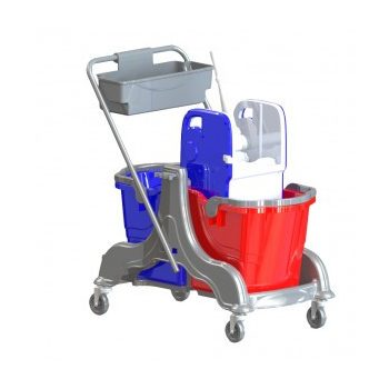   Takarítókocsi Műanyag Vázzal, 2 x 25 l Vödörrel, Hercules Préssel és Eszköztartóval - HCK714