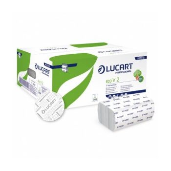   Lucart Eco V2 fehér színű 2 rétegű hajtogatott kéztörlő papír 20*190 lap/karton 863046