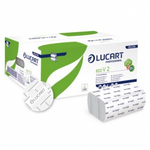 Lucart Eco V2 fehér színű 2 rétegű hajtogatott kéztörlő papír 20*190 lap/karton 863046