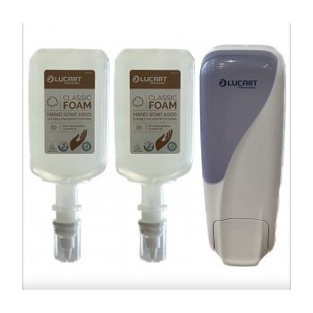   Akciós Csomag 2db Lucart Identity 1000 Classic habszappan+1db fehér adagoló