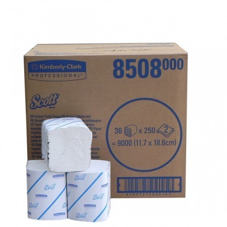 Kimberly Clark Scott hajtogatott toalettpapír 2r.fehér 36*250 lap/karton KC-8508